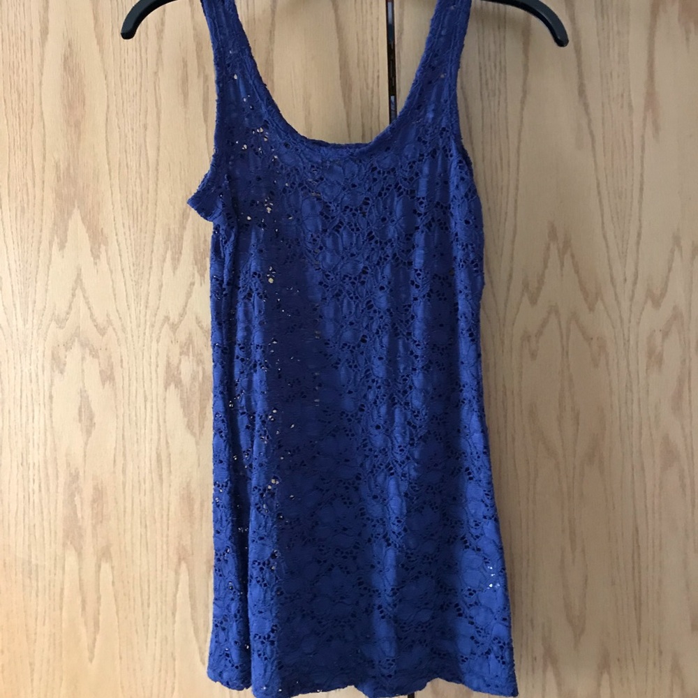 Navy blue lace tank top.